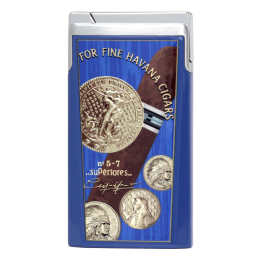 Elie Bleu Lighter J15 Lacquer Medals Blue Piece - Humidor | The Cigars House